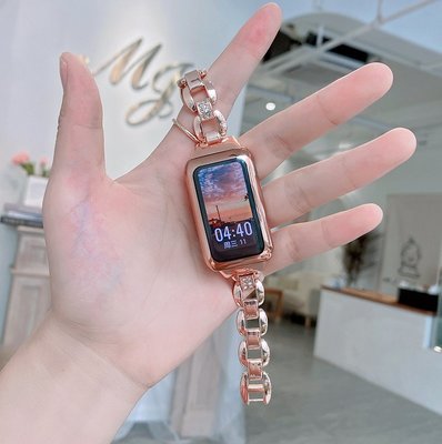 適用華為手環6/6pro錶帶 榮耀6手環金屬替換錶帶nfc版智能運動創意訂製中國風日字鑲鉆腕帶六代個性通用配件