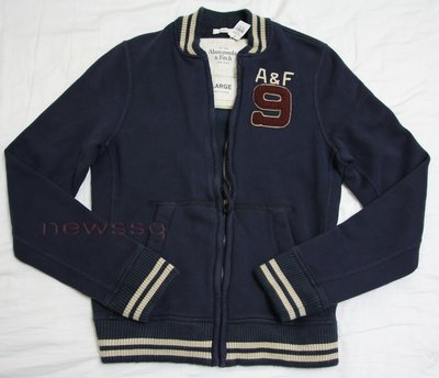【全新真品 絕版出清】Abercrombie &Fitch 棒球 外套 (深藍色) L號 A&F AF