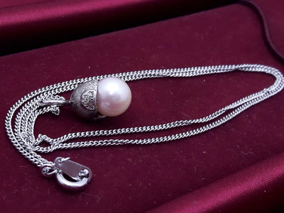 925純銀(siver)鑲珍珠短項鍊,頸鍊