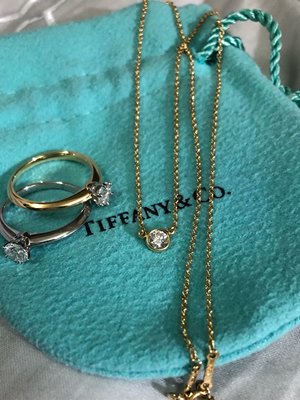 Tiffany 0.17ct 單鑽黃K金項鍊 Diamonds by the yard