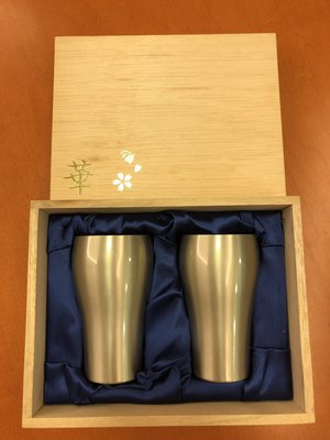 日本製 田辺金具製 鍍錫銅杯（木盒裝）