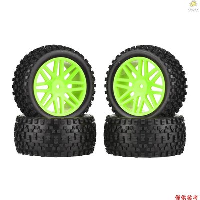 4個橡膠輪胎帶輪輞 1:10四驅越野車輪胎 綠色 85mm-新款221015