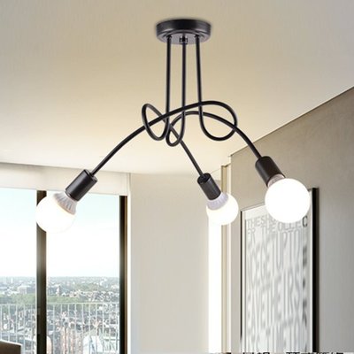 【Lighting.Deco】現代簡約創意時尚winding Lamp黑鐵工藝loft工業風 設計師的燈 黑色3燈