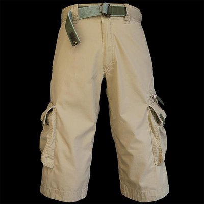 英國Lee Cooper專櫃品牌卡其色特殊褲腳設計腰帶6袋短褲 W29 SL53
