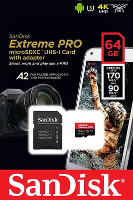 SANDISK EXTREME PRO TF 64G 64GB MICROSD 記憶卡 4K 讀170MB 台灣公司貨