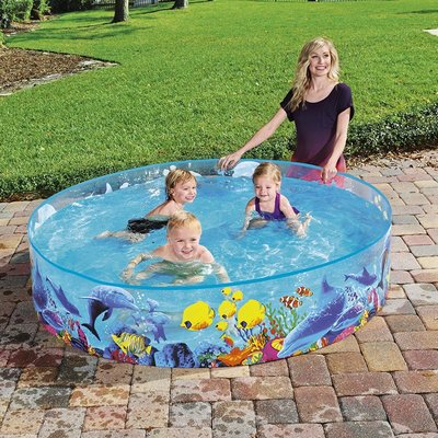 Bestway透明硬膠水池 游泳池家庭戲水池養魚池洗澡 免充氣