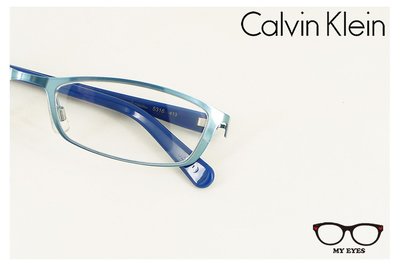 【My Eyes 瞳言瞳語】Calvin Klein卡文克萊薄鋼光學鏡架 淺藍色 輕盈帥氣好自在 (5316)