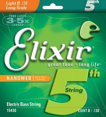 【老羊樂器店】Elixir Nanoweb Bass薄膜防鏽 音質好 第五弦 頂級貝斯弦 15430 (.130)