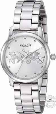 空姐精品代購 獨家推出 COACH 14502975 蔻馳Delancey 經典馬車LOGO 精鋼腕帶 休閒時尚 女士腕錶 百搭女式石英錶 附購證