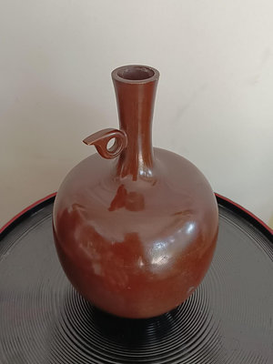 津田永壽作，純銅花瓶，單飾耳花入， 純銅花瓶日本 高岡銅器大