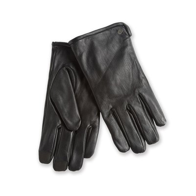美國百分百【Calvin Klein】手套 CK 防寒 保暖 皮質 皮手套 配件 都會 騎士 黑色 L XL號 H254