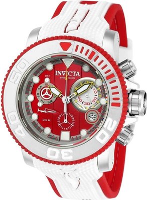 《大男人》Invicta 22123瑞士 SEA HUNTER50MM個性潛水錶，螺旋錶背，紅白配色非常稀有值得收藏