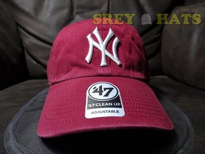 [SREY帽屋]預購＊47 Brand CLEAN UP MLB 紐約洋基 酒紅 經典LOGO 美國限定 棒球帽 老帽
