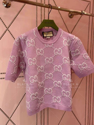 【BLACK A】Gucci 24SS春夏新款 粉色粉紫色GG針織羊毛上衣針織衫 價格私訊