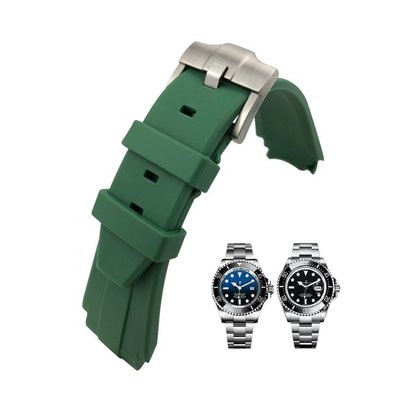 適用勞力士錶帶 海使型單紅黑綠水鬼錶帶王錶鏈 Rolex防水矽膠針釦橡膠手錶帶21mm－邁德好服裝包包