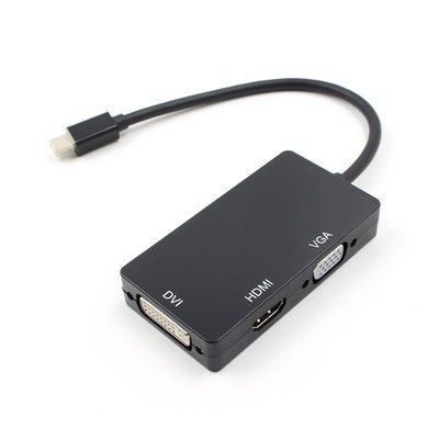 現貨 miniDP轉VGA/HDMI/DVI轉換器三合一蘋果雷電接口接電視顯示器投影