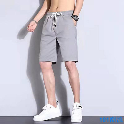 101潮流【M-3XL】休閒短褲寬鬆型五分褲男士夏季素色簡約運動褲