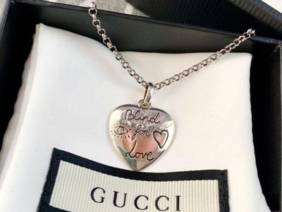 BUYER‘S HOUSE二手 GUCCI 古馳  Blind for love 925純銀心形吊墜項鏈