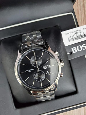 HUGO BOSS Jet 黑色面錶盤 銀色不鏽鋼錶帶 石英 雙眼計時 男士手錶 1513383