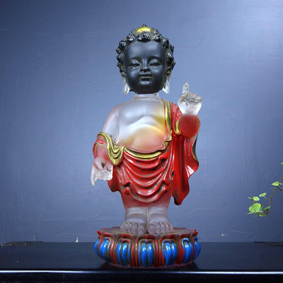 舊藏古法琉璃佛像太子佛36尺寸長8cm寬8cm高22cm重量1310 g12752【萬寶樓】古玩 收藏 古董