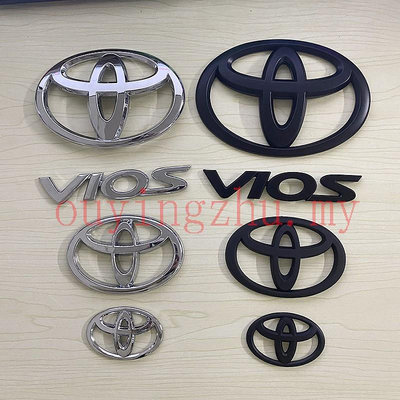 【無損 免拆原車標】豐田Toyota logo標誌 VIOS威馳LOGO汽車標誌徽章啞黑色方向盤前後標誌 @车博士