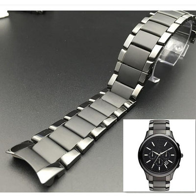 浩瓷表帶適用于阿瑪尼AR1451AR1452陶瓷手表磨砂表鏈蝴蝶表扣