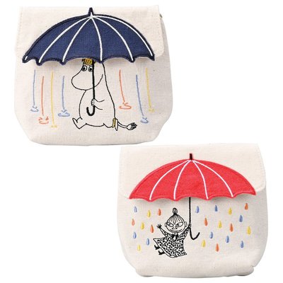 【東京速購】日本代購 嚕嚕米 小不點 雨傘 刺繡 翻蓋 拉鍊包 收納包 磁吸式上蓋 化妝包 萬用包
