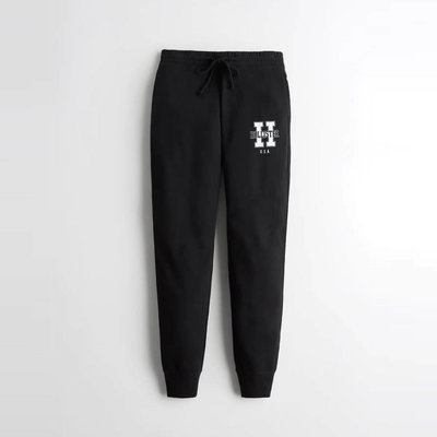 【HOLLISTER Co.】【零碼S】HC女棉長褲印H字黑 F02220412-03