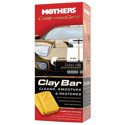 Mothers 美國品牌 Clay Bar System 汽車美容磁土 瓷土 美 含專用清潔液 磁土x2 擦拭布 棕梠蠟