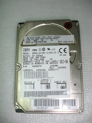 【電腦零件補給站】IBM DMCA-21440 1.4GB 4200 RPM IDE 2.5吋硬碟