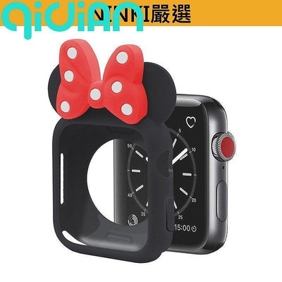 『奇點家居』蘋果手錶保護套 適用Apple Watch se 6 5 4代 波點蝴蝶結米奇米妮卡通矽膠保護殼 40/44mm全包軟殼