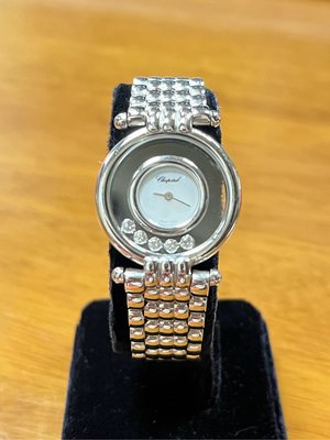 【益成當舖】流當品 白K蕭邦 chopard 快樂鑽錶 18k happy diamond 750訂製錶帶