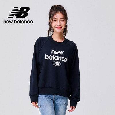 【New Balance】 NB 休閒長袖上衣衛衣_女性_黑色_AWT31508BK