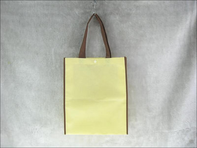 不織布環保袋(30*36*9)-BAG-010 米色(咖啡邊)
