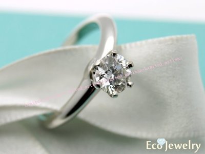 《Eco-jewelry》【Tiffany&amp;Co.】經典六爪鉑金鑽石0.74ct/F VVS2 3EX戒指~專櫃真品