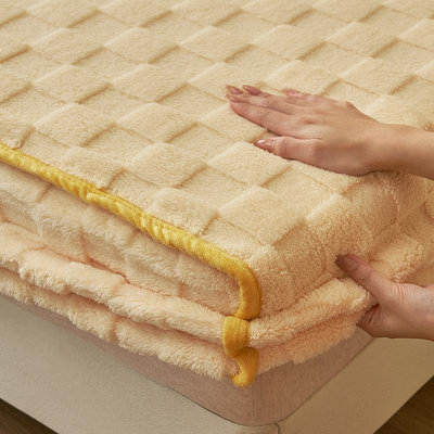 2024新款牛奶絨床笠單件冬季珊瑚絨法蘭絨床罩防滑加絨床墊保護罩現貨床上用品