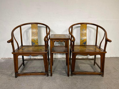 舊藏黃花梨木雕填圈椅三套，全榫卯結構，做工考究， 款式經典大方，雕填工藝精湛，打磨光1260