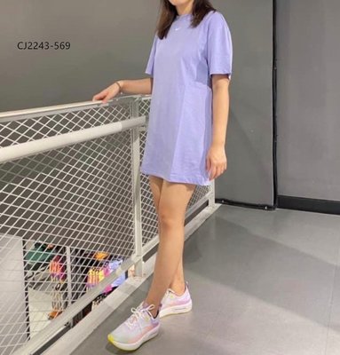 【熱賣精選】NikeNK耐吉女款連身裙T恤裙紫色素面logo裙圓領CJ-LK59084