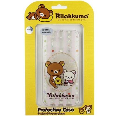 Rilakkuma 拉拉熊/懶懶熊 HTC One (M8) 彩繪透明保護軟套-花草優雅熊