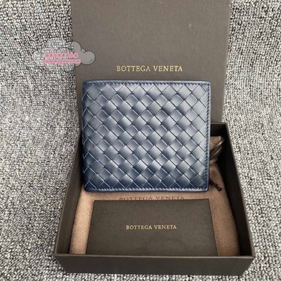 （芸芸二手） BOTTEGA VENETA 寶緹嘉BV 藍色牛皮編織 男士對折短夾/錢包/卡夾/皮夾113993