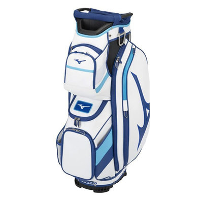 [小鷹小舖] Mizuno Golf 高爾夫球袋 5LJC2223 輕量化網布頭框 雙保溫袋 合成皮革 企業藍/黑 兩色
