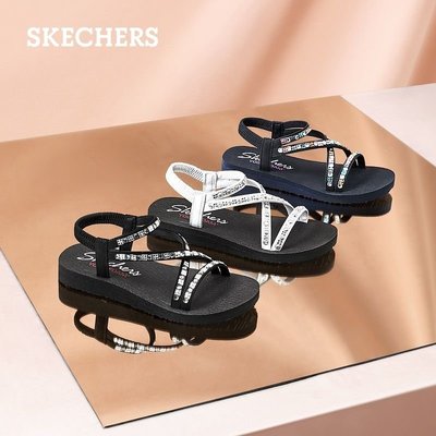 100％原廠Skechers斯凱奇女鞋年夏季新款羅馬涼鞋女時尚休閑平底涼鞋