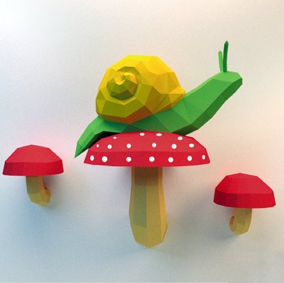 雨后蝸牛蘑菇兒童房間臥室客廳墻壁可愛立體紙藝動漫手工模型壁掛~~特價