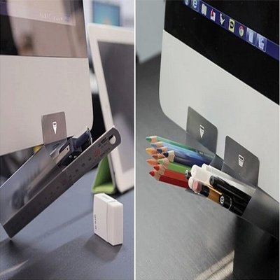 ✤拍賣得來速✤韓版-DIY電腦螢幕可黏式筆筒 顯示器輔助文具插袋 桌面整理收納