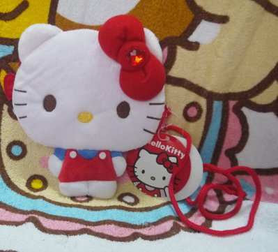 日版﹝Sanrio﹞限定※Hello Kitty凱蒂貓※【Kitty絨毛大臉造型】可掛式票夾零錢包