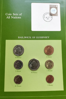 【二手】 英屬根西島 1985年 清年份 富蘭克林郵幣封 全7 品相84 錢幣 硬幣 紀念幣【明月軒】
