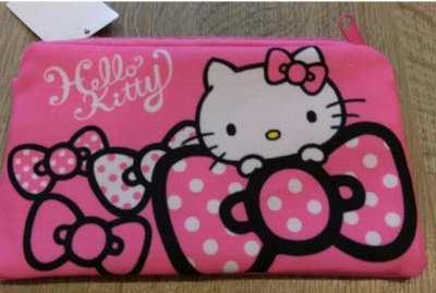 Hello Kitty 凱蒂貓 雙拉鍊扁型筆袋 雙層袋子 原子筆 鉛筆 袋子 收納 集線 包 萬用袋~安安購物城~