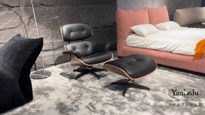 Ray Eames伊姆斯躺椅極簡真皮單人沙發轉椅設計師輕奢休閑椅子