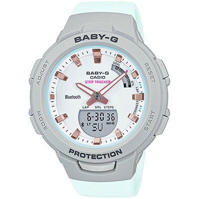 CASIO 卡西歐 Baby-G 藍牙運動計步雙顯手錶(BSA-B100MC-8A)