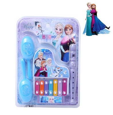 迪士尼冰雪奇緣系列鐵琴、沙鈴、口琴、笛子音樂玩具組(3歲以上適用)特價350元/組